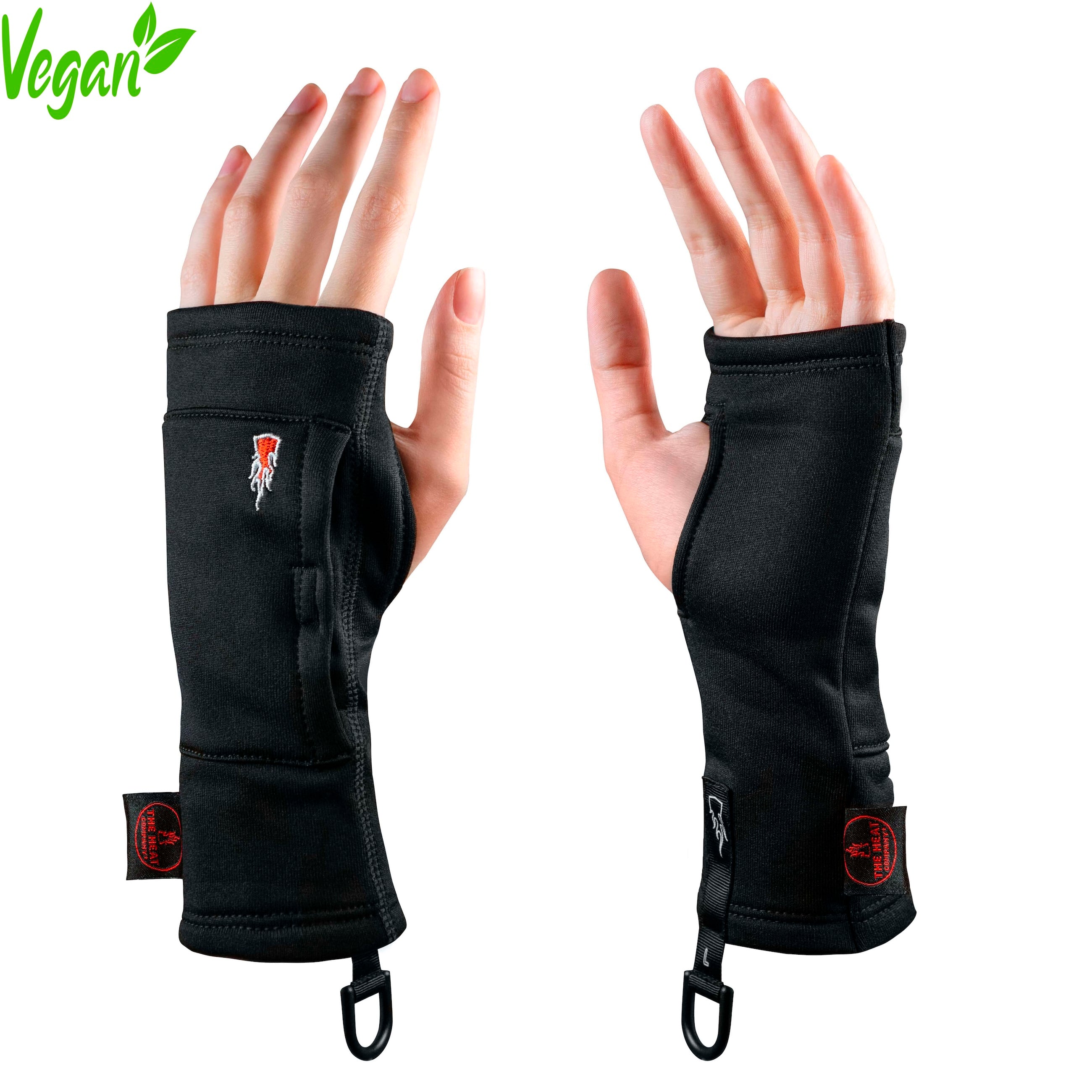 The Heat Company gloves Heat Tube liner in perspective of both hands.