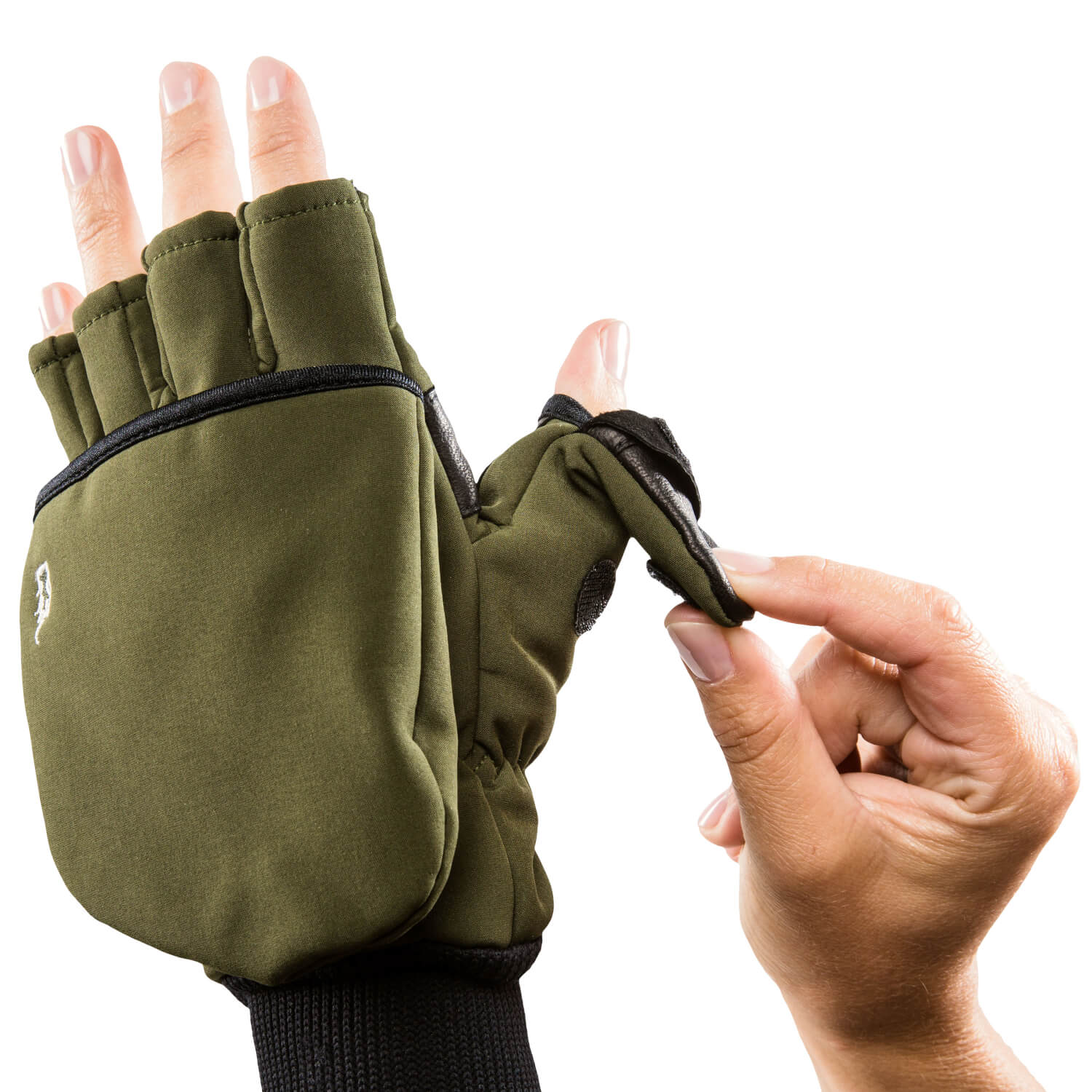 heat 2 softshell handschuh HEAT 2 Fleece | warm fingerless gloves | THE HEAT COMPANY | 1 pair of handwarmers included | Black | size: 10 | fleece/real leather