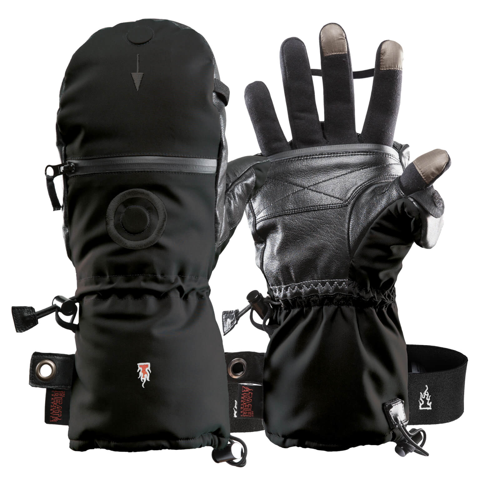 The Heat Company Heat 3 Smart Pro Mittens/Gloves Size 11, Black Glove w/Inner Liners, Large, Touchscreen Capable, Gender Unisex 33331